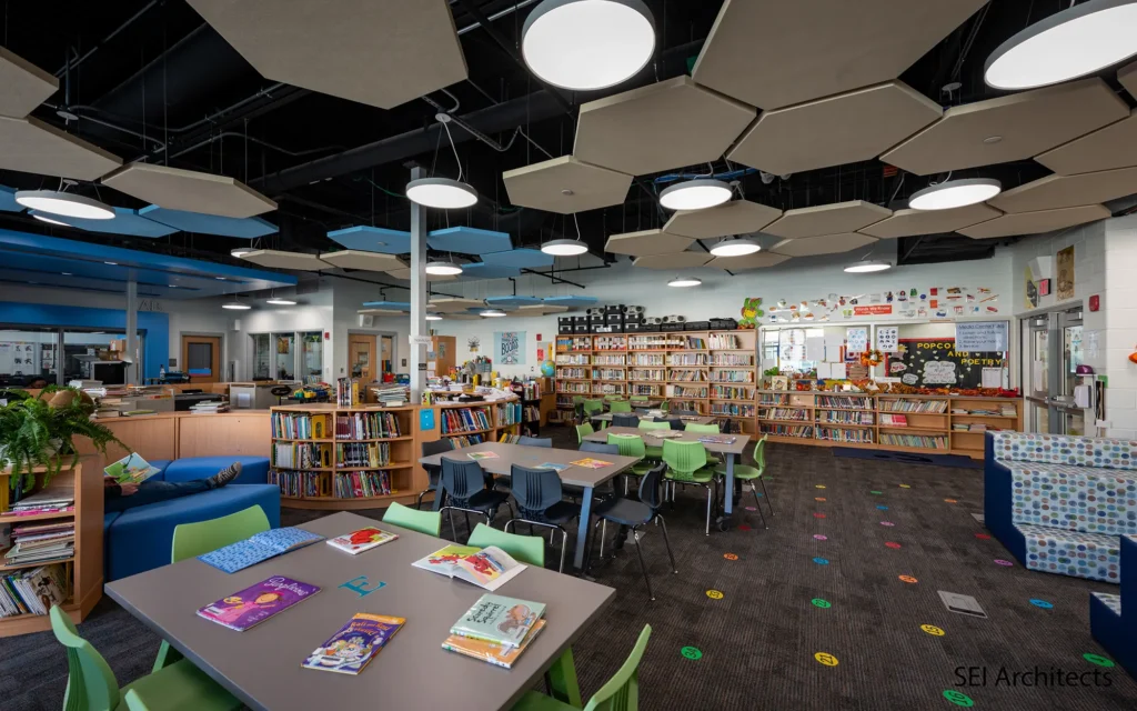 SEI- Eva Turner Media Center Photo by Smolen Emr Ilkovitch Architects